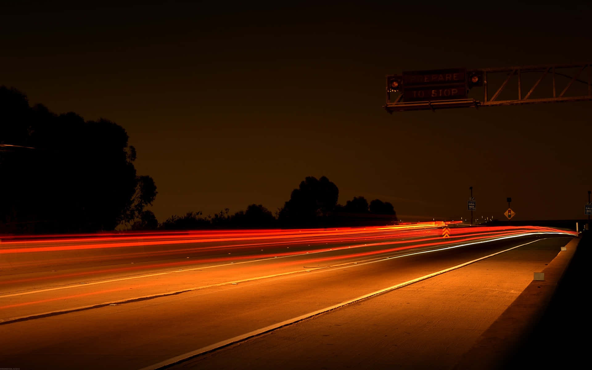 Highway Glowing In Orange Light