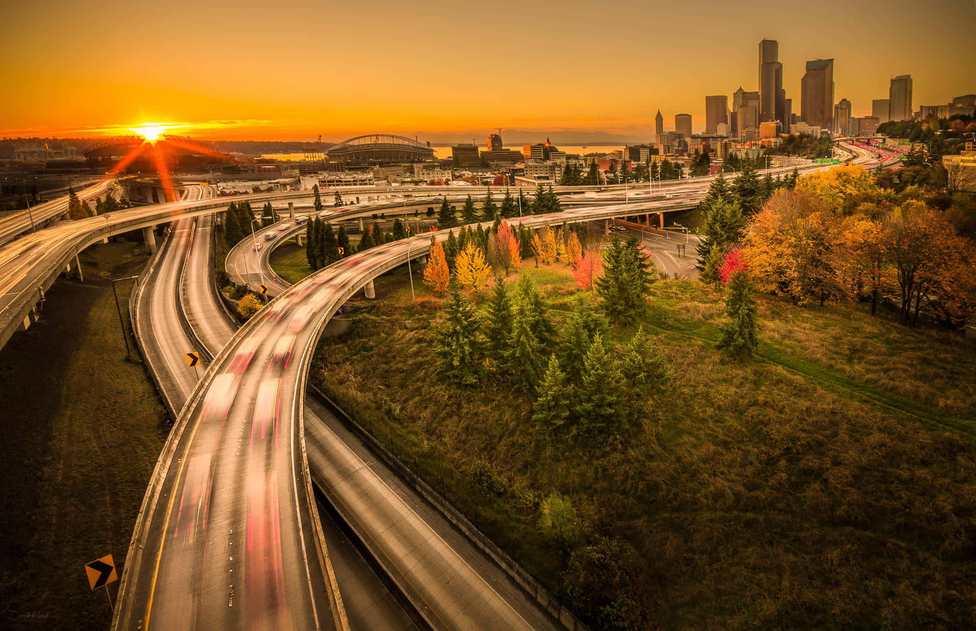 Highway Seattle Sunset