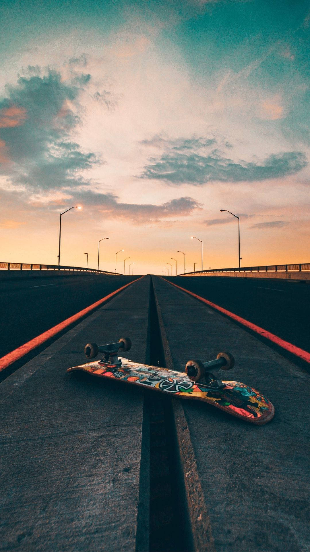 Highway With Skateboard Iphone Background