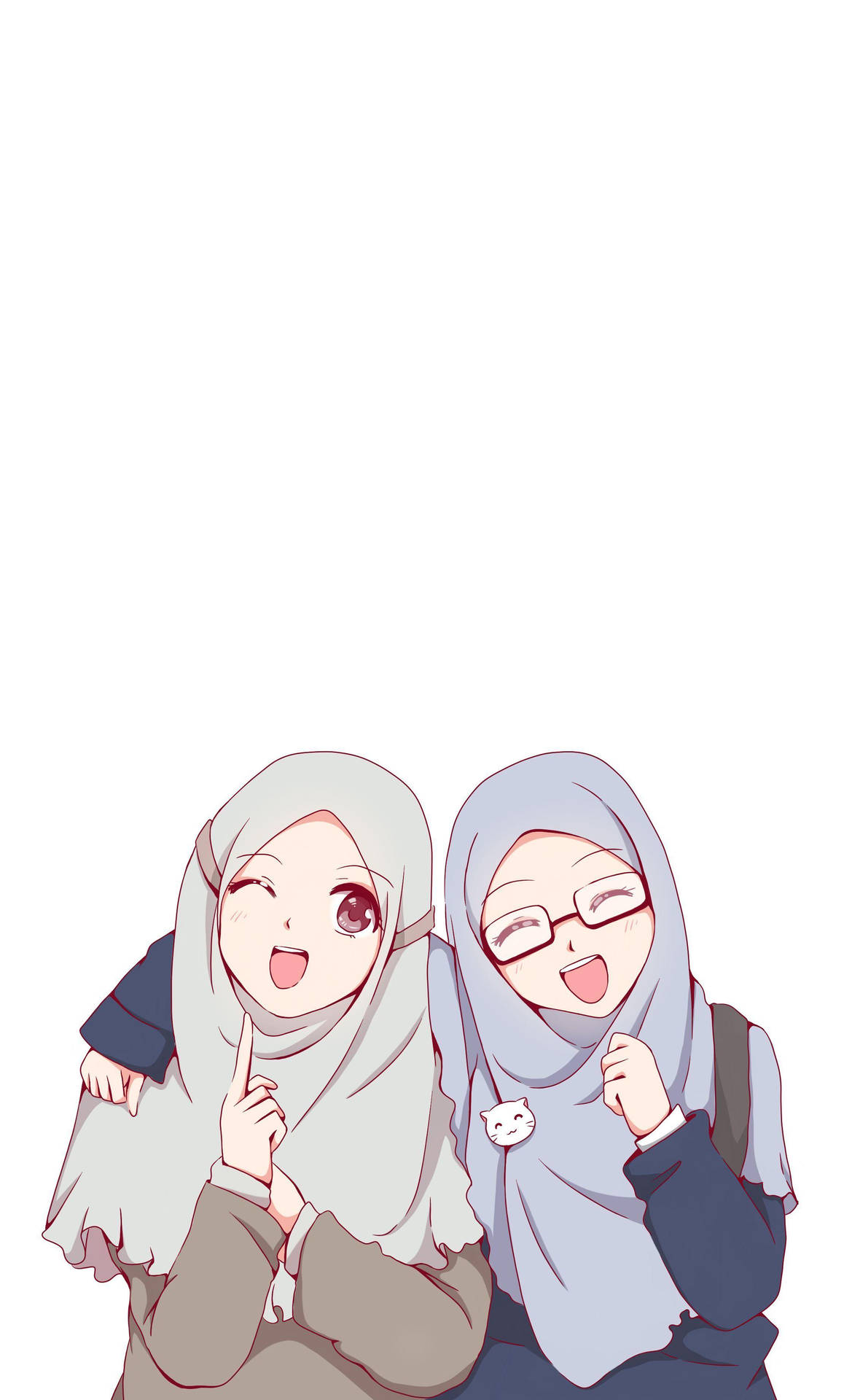 Hijab Cartoon Bestfriends Background