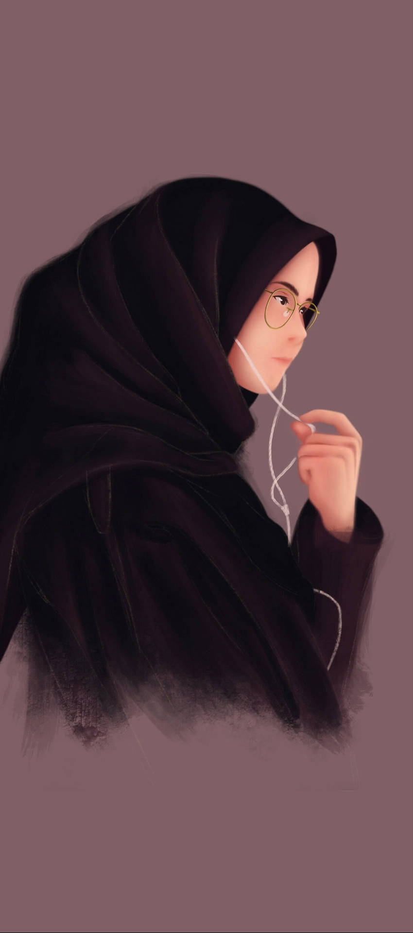 Hijab Cartoon Music Girl