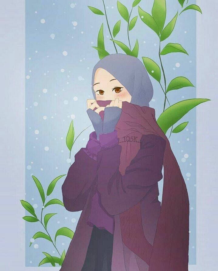 Hijab Cartoon Shy Girl