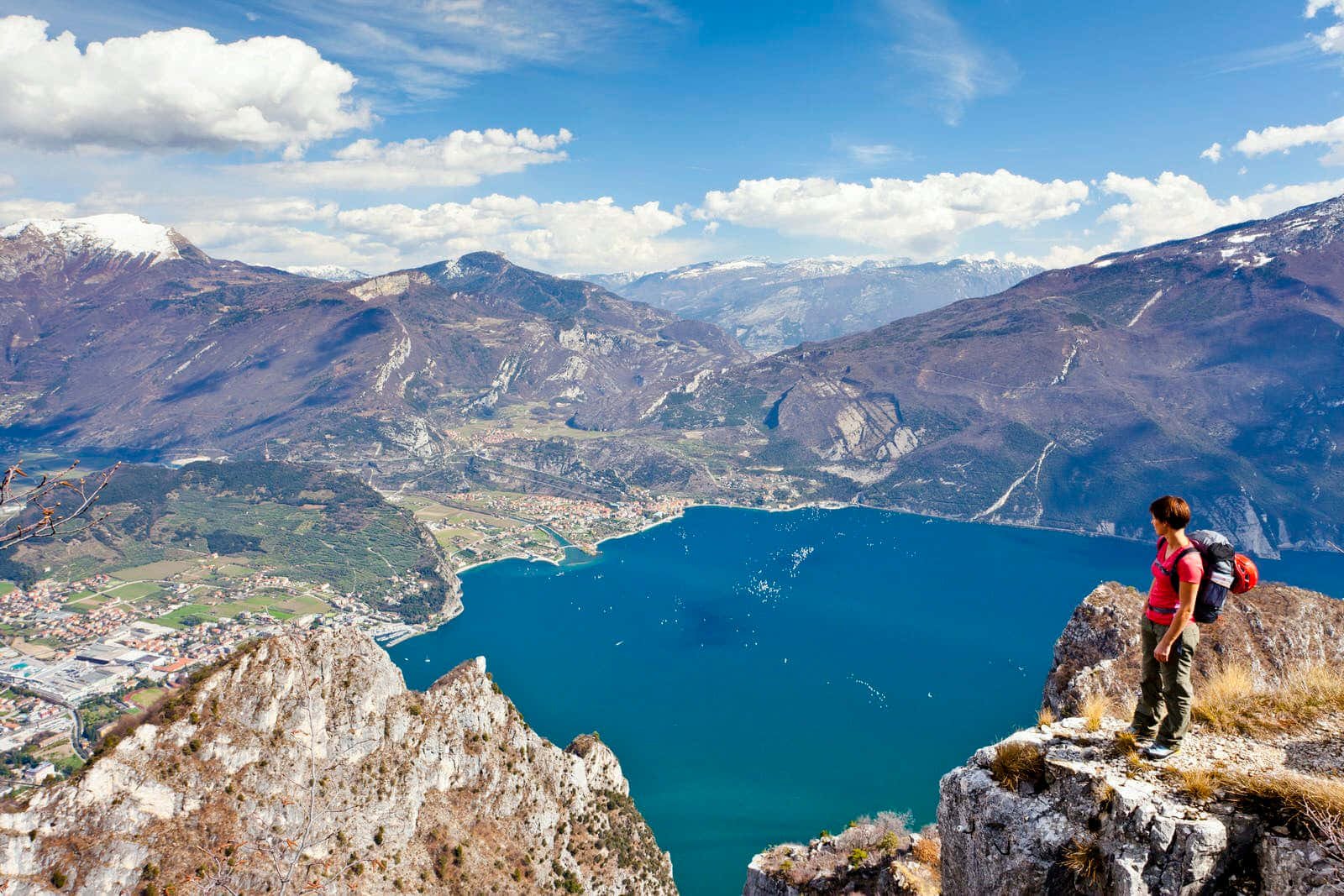 Hiker In Lago Di Garda Background
