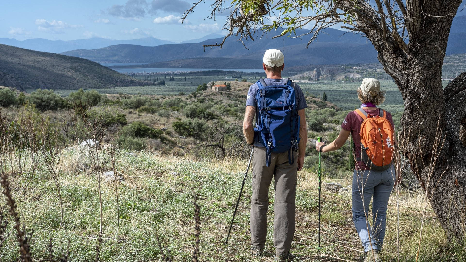 Hikers In Delphi Background