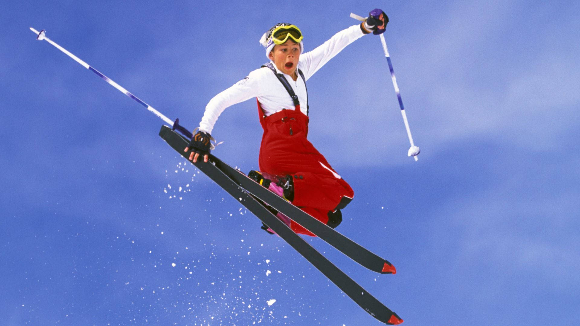 Hilarious Person Ski Jumping Background