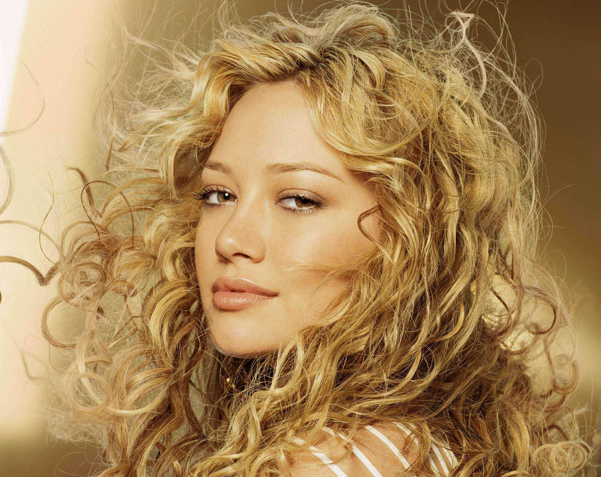 Hilary Duff With Flowing Hair Background