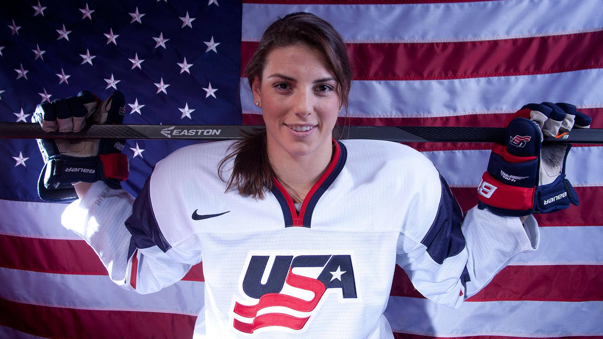 Hilary Knight In Team Usa Hockey Uniform Background