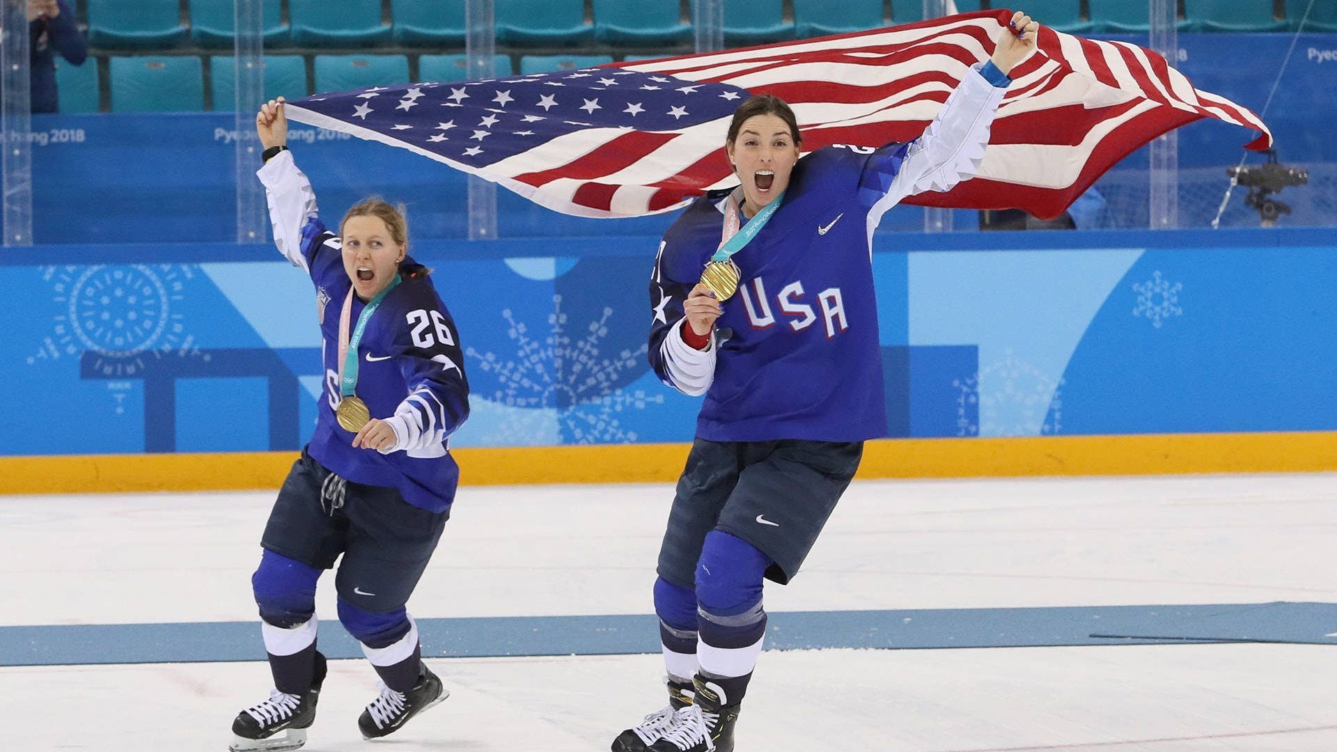 Hilary Knight Kendall Coyne Celebrating Background