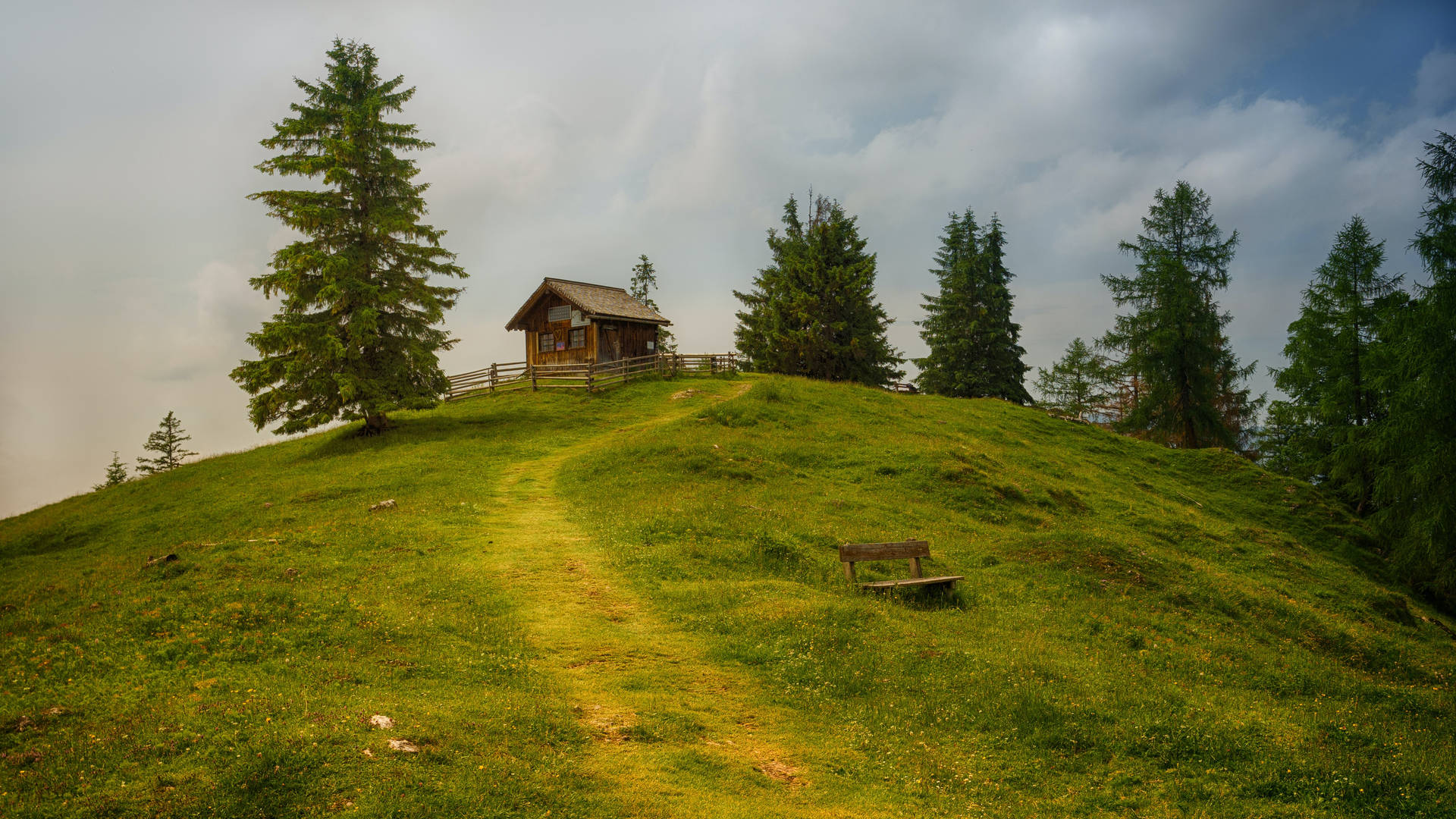 Hill View Wooden House Background