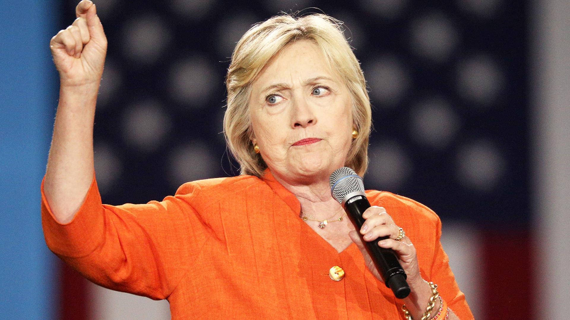 Hillary Clinton In Orange Background