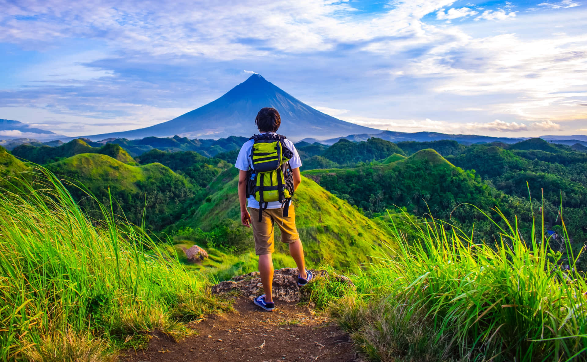 Hills And Mountain Hiker Background