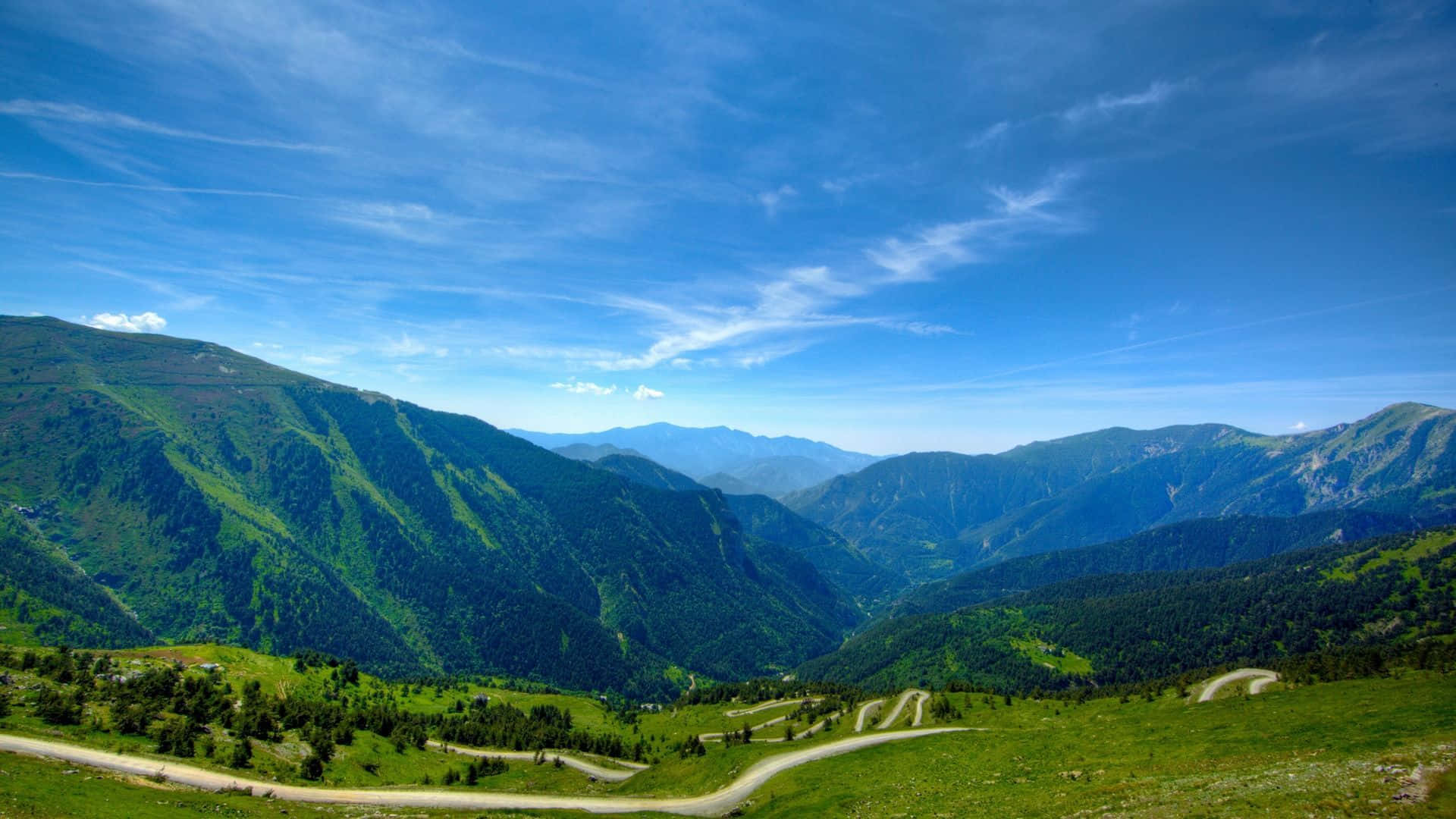 Hills And Mountains Over Country Roads Background