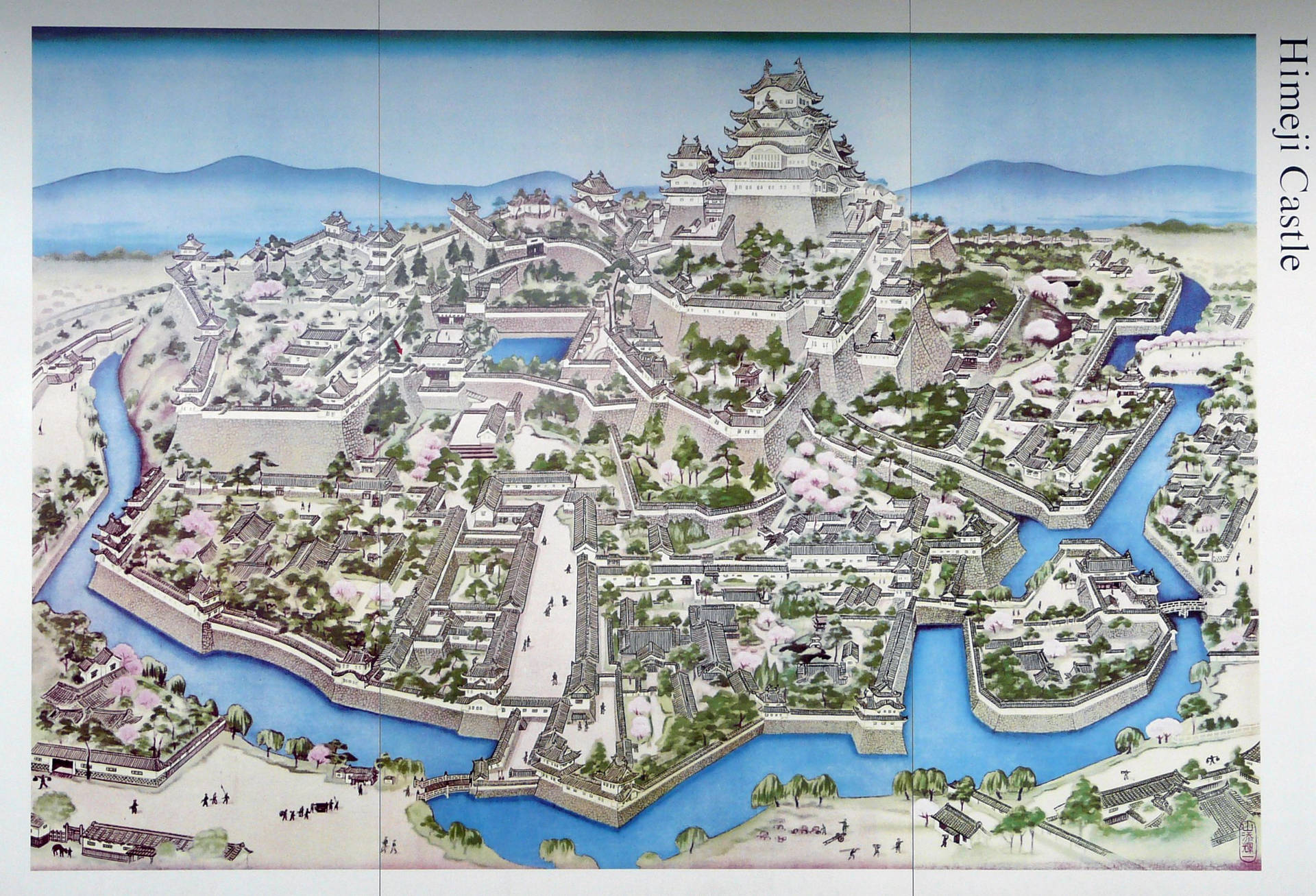 Himeji Castle Bird's Eye View Background
