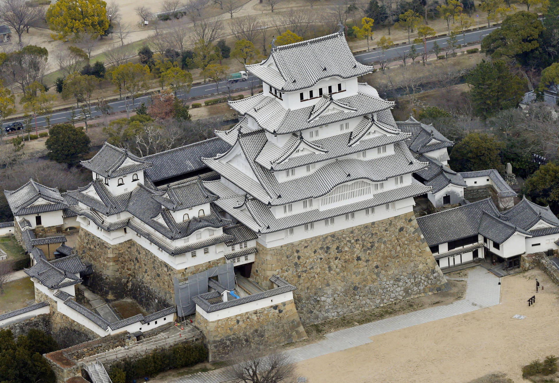Himeji Castle Top View Background