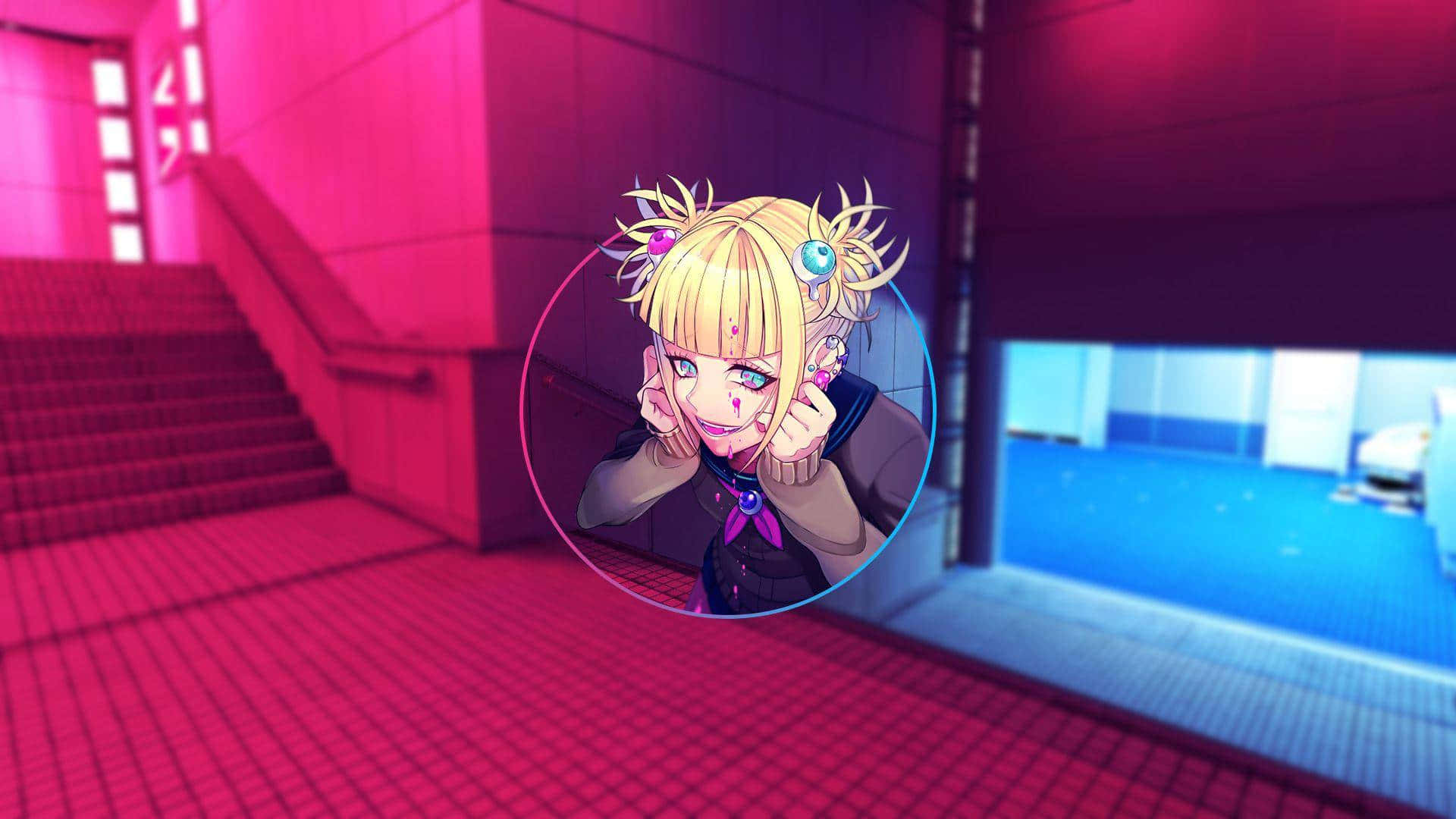 Himiko Toga Aesthetic With Red Staircases Background