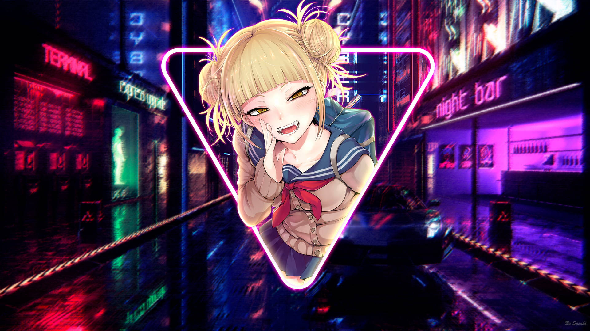 Himiko Toga Neon Smile Background