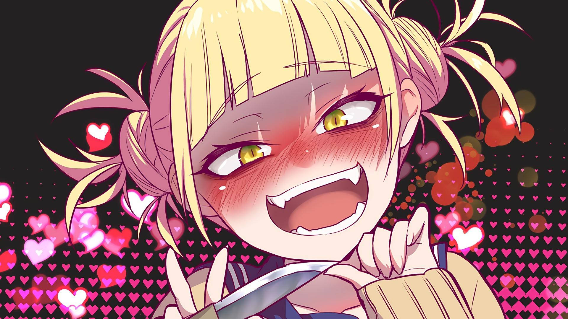 Himiko Toga With Hearts Background