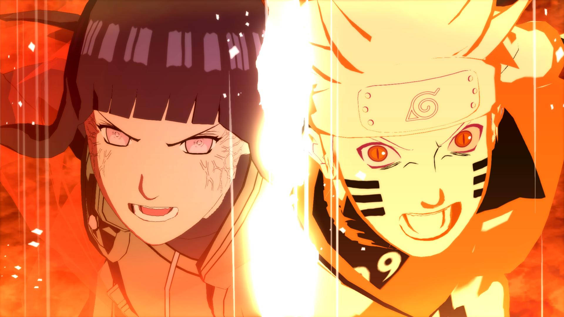 Hinata And Naruto Fighting Together Background