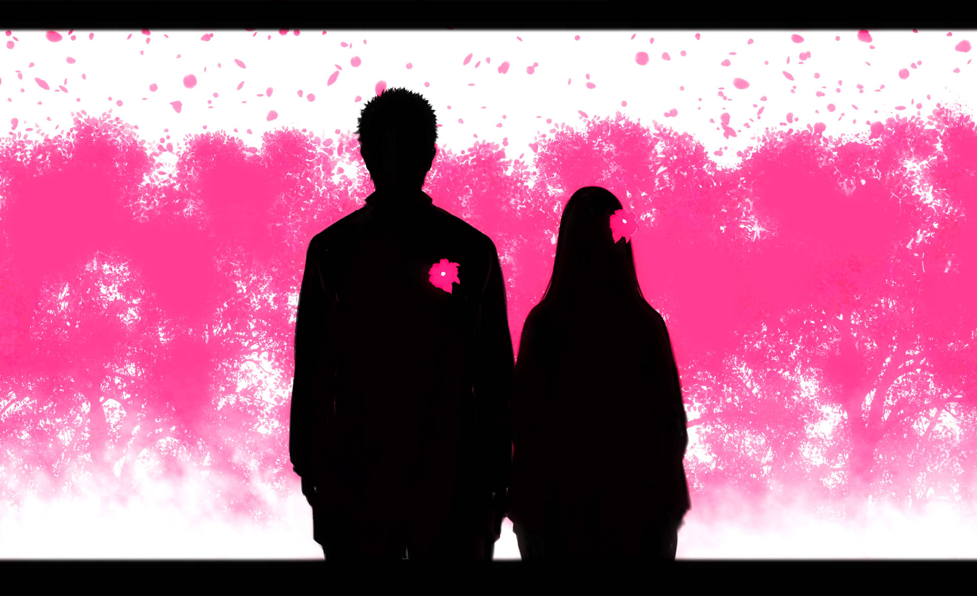 Hinata And Naruto Silhouettes Background