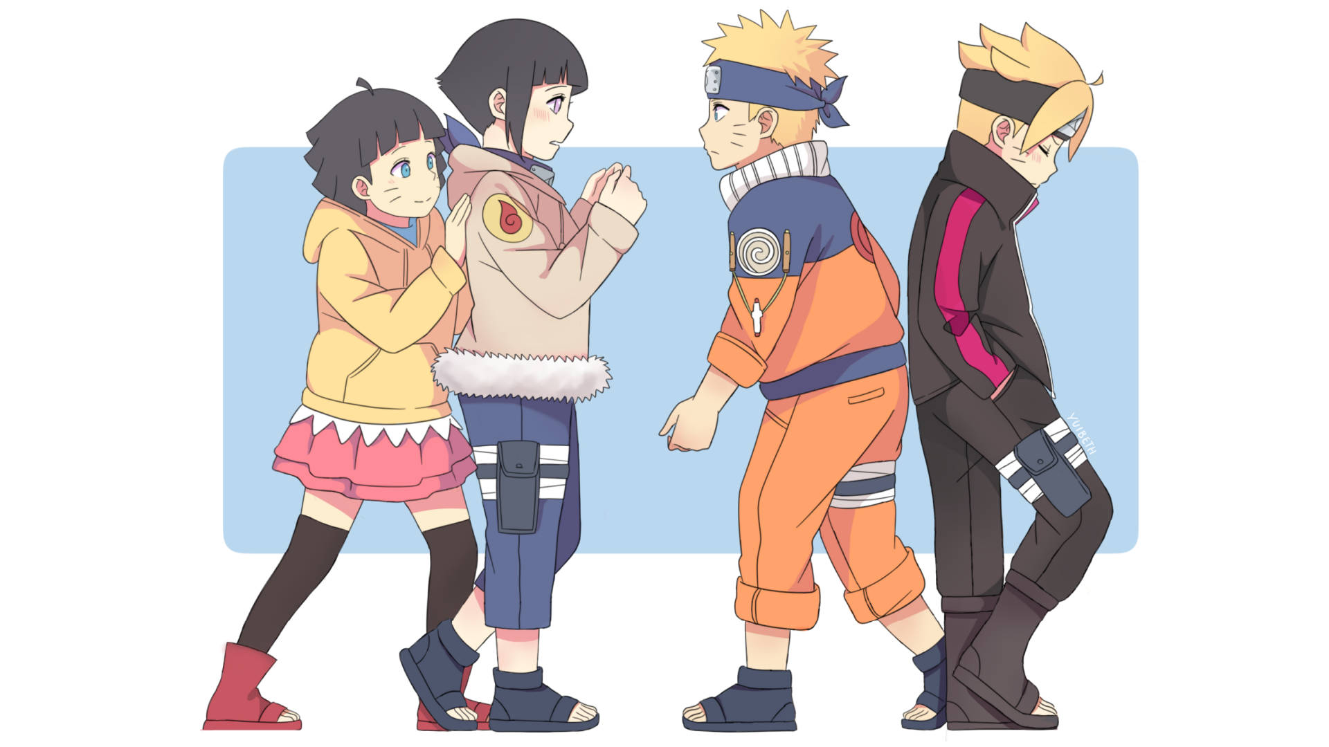 Hinata And Naruto With Children Background