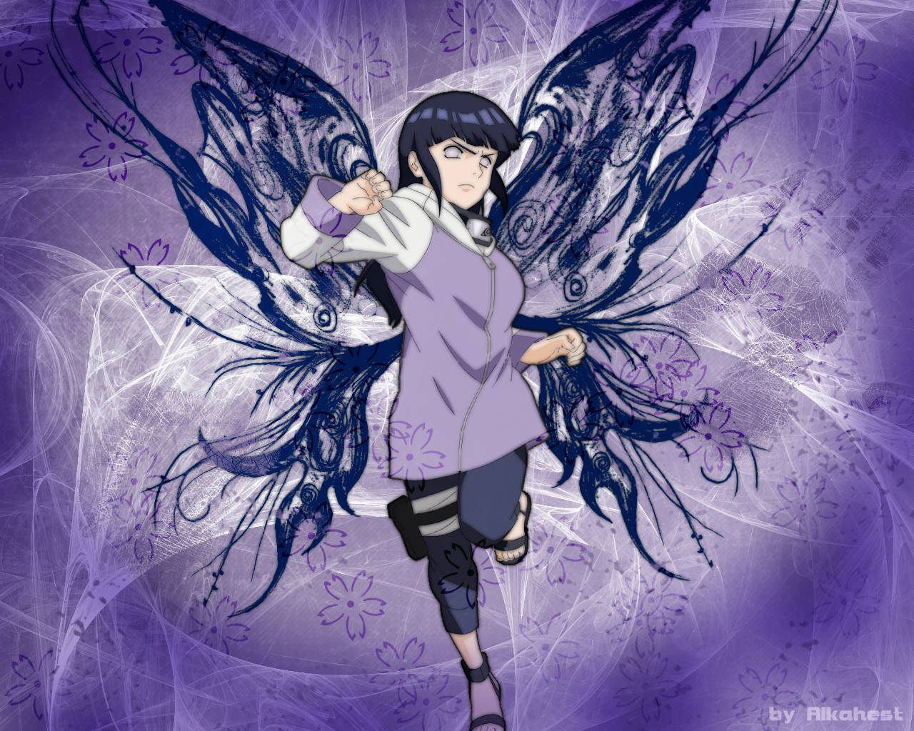 Hinata Hyuga Butterfly Wings Background