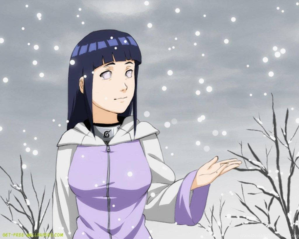 Hinata Hyuga In The Snow Background