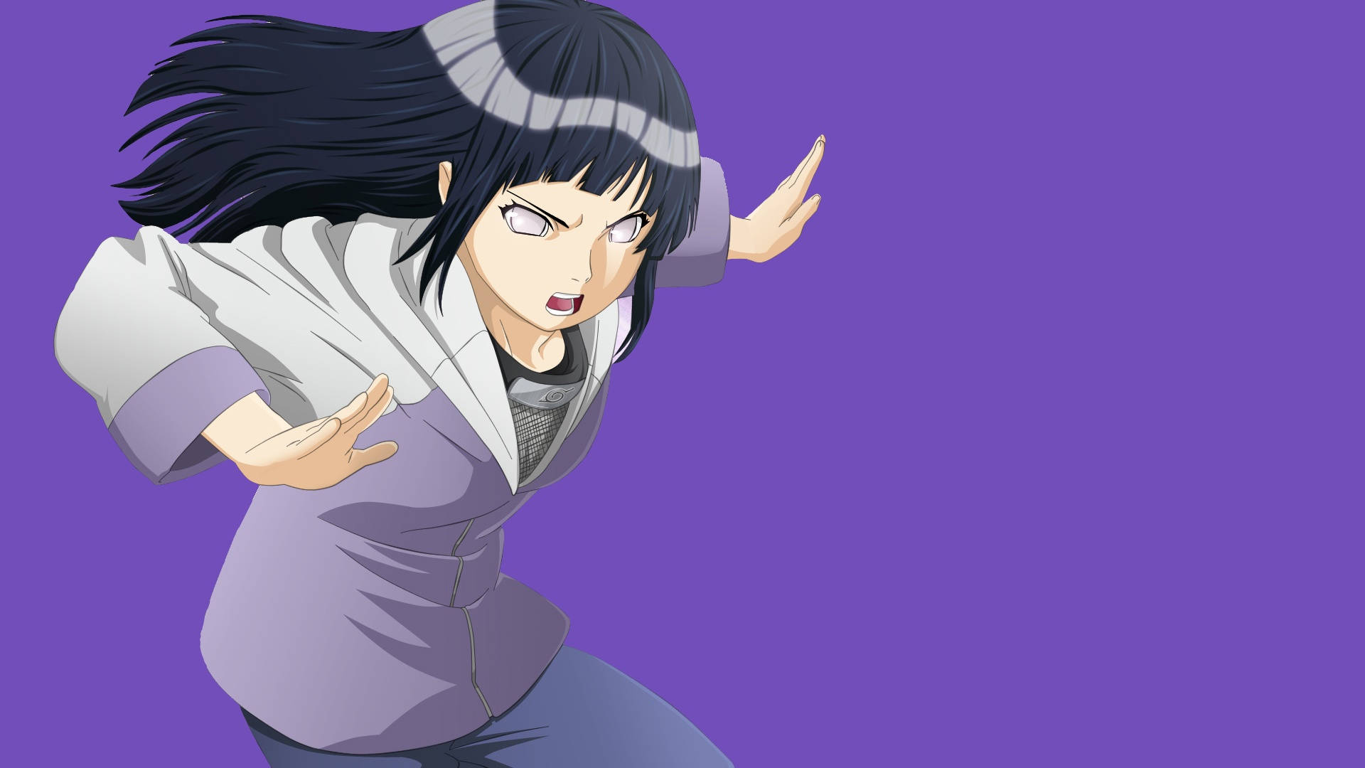 Hinata In Purple Theme Background