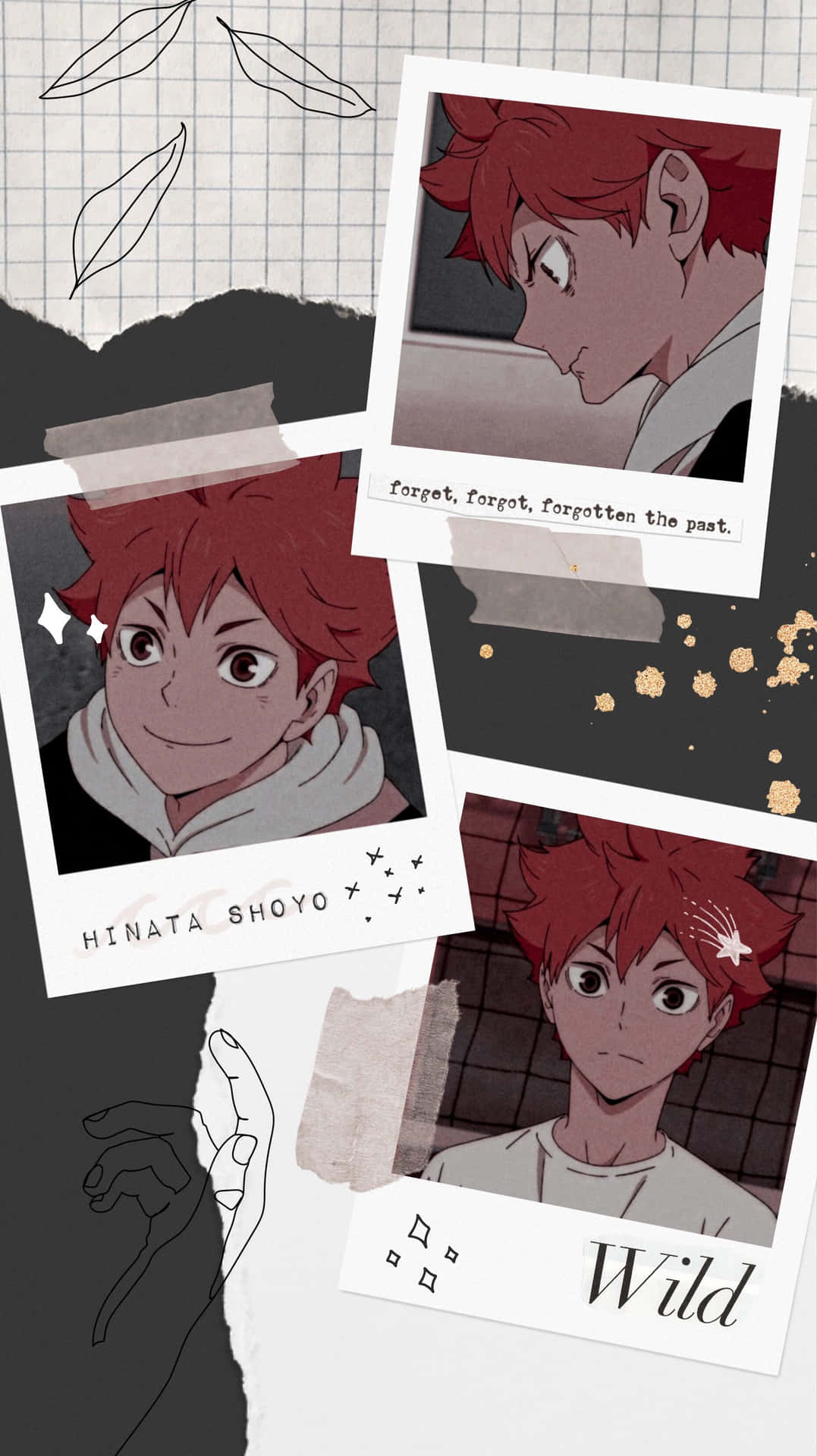 Hinata Shoyo Collage Aesthetic Wallpaper Background