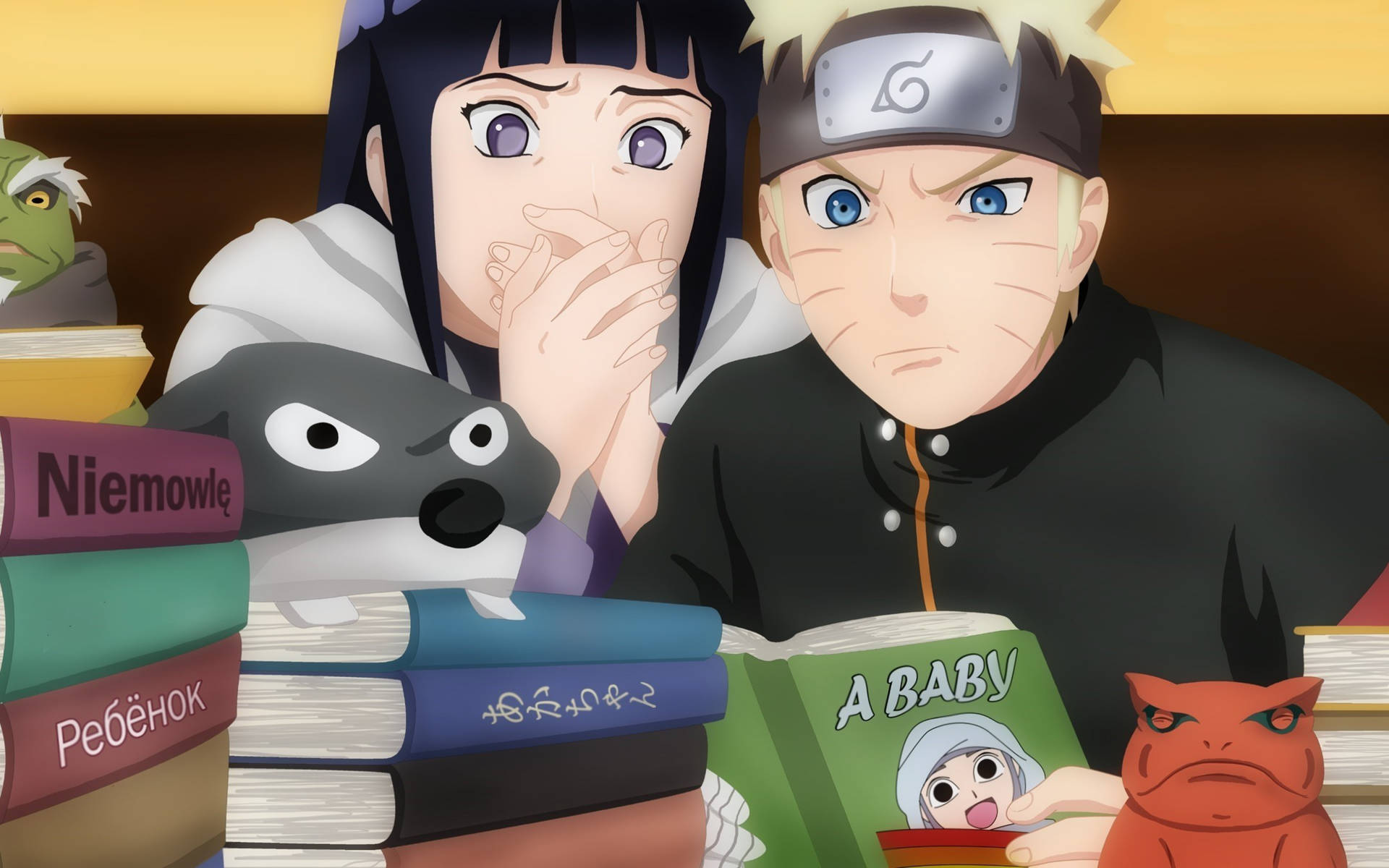 Hinata Studying With Naruto Background