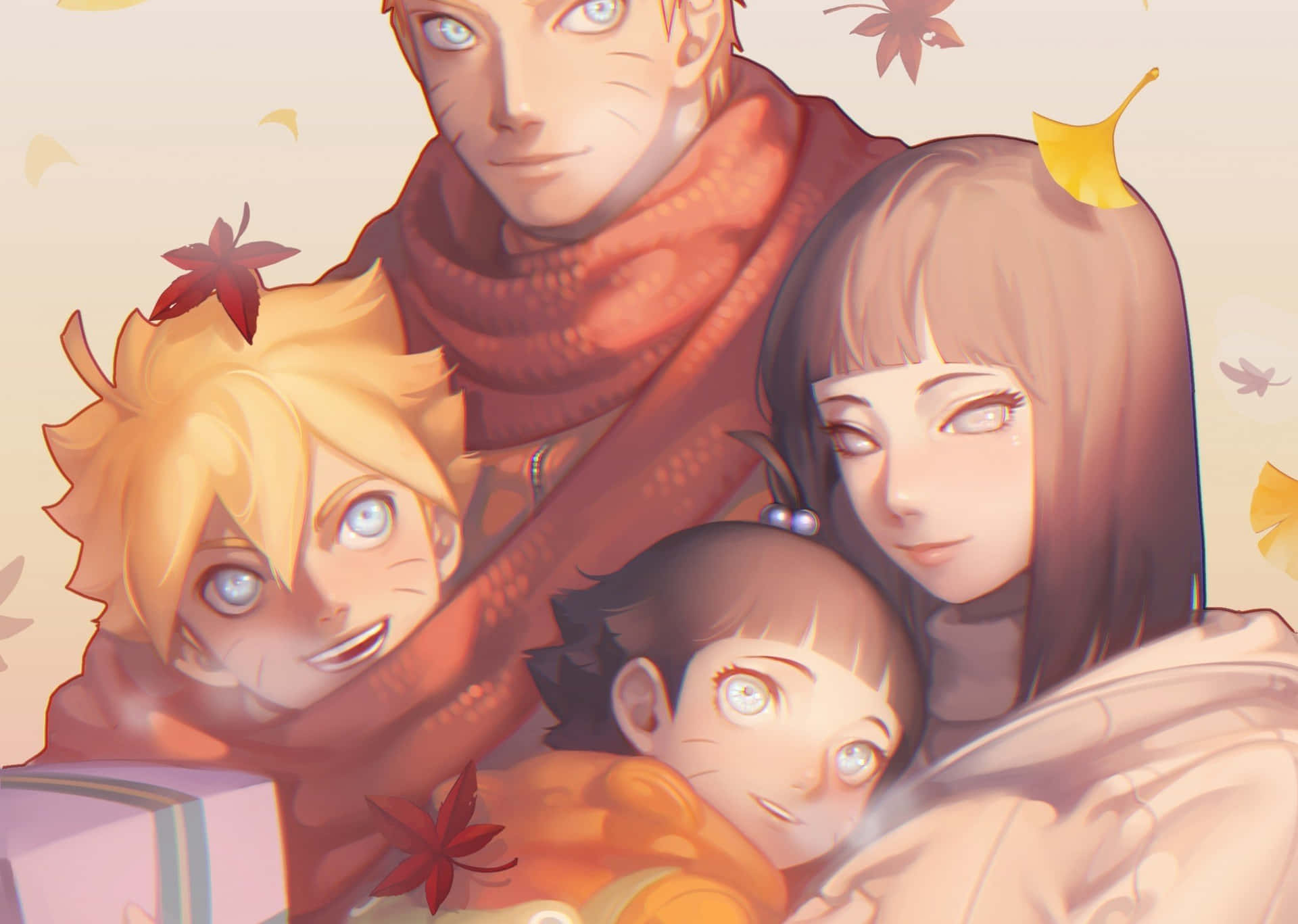 Hinata Uzumaki Autumn Leaves Background