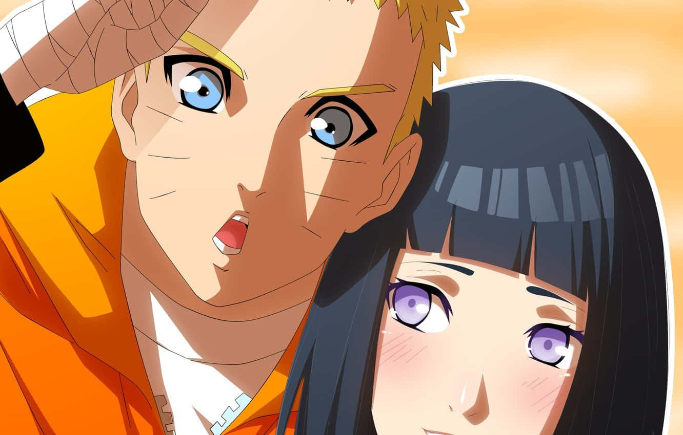 Hinata Uzumaki Blushing And Looking At Naruto Background