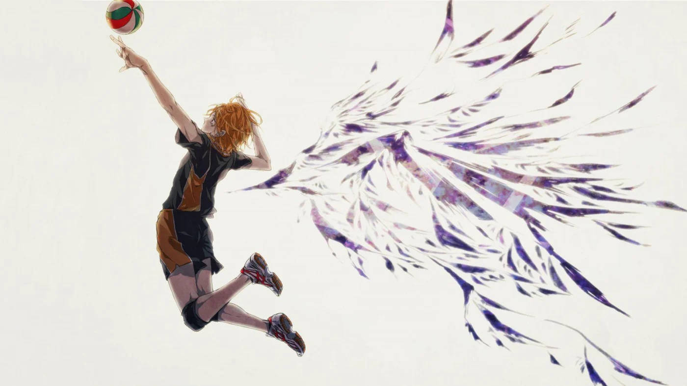 Hinata With Wings Ready To Spike Haikyuu Aesthetic Background