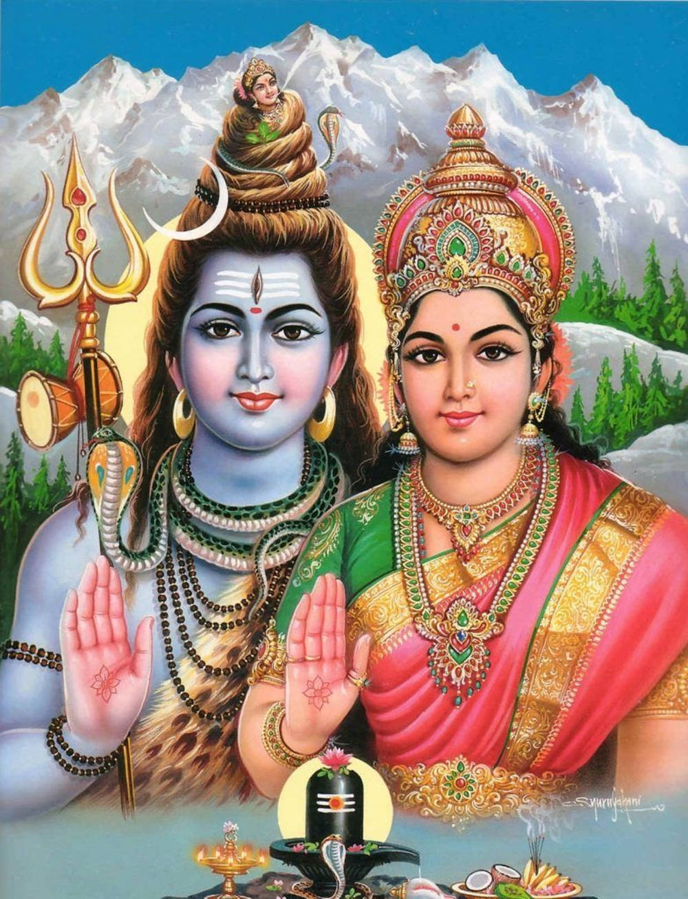 Hindu Couple Lord Shiva Parvati Background