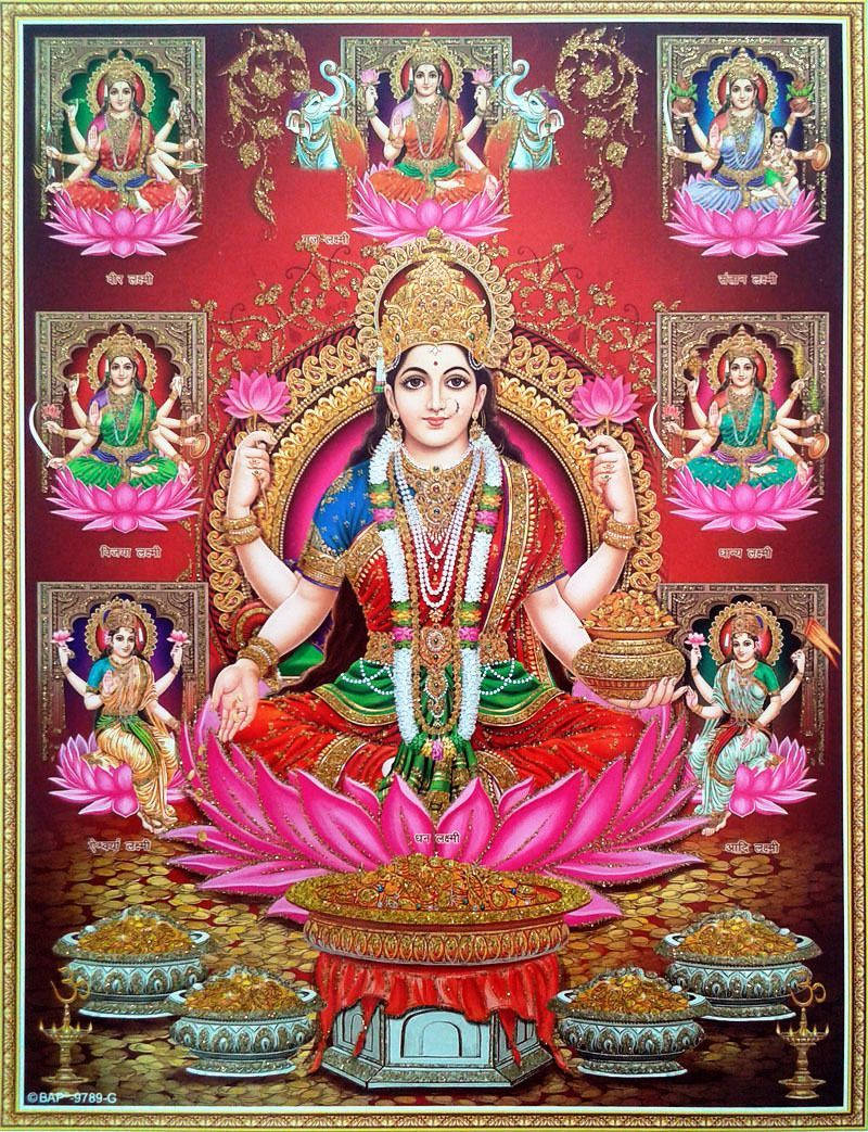 Hindu Deity Eight Forms Ashta Lakshmi Poster Background