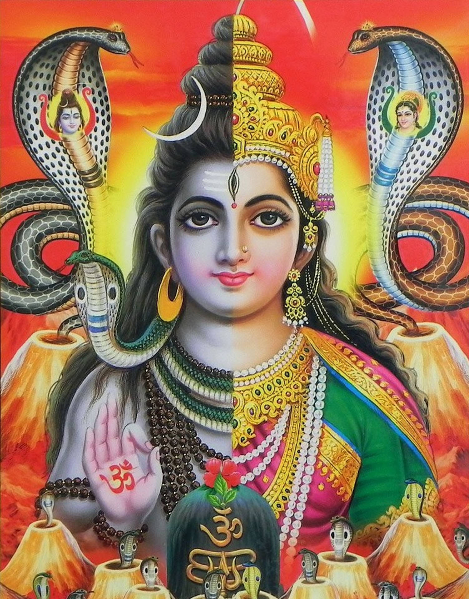 Hindu Deity Split In Shakti Background