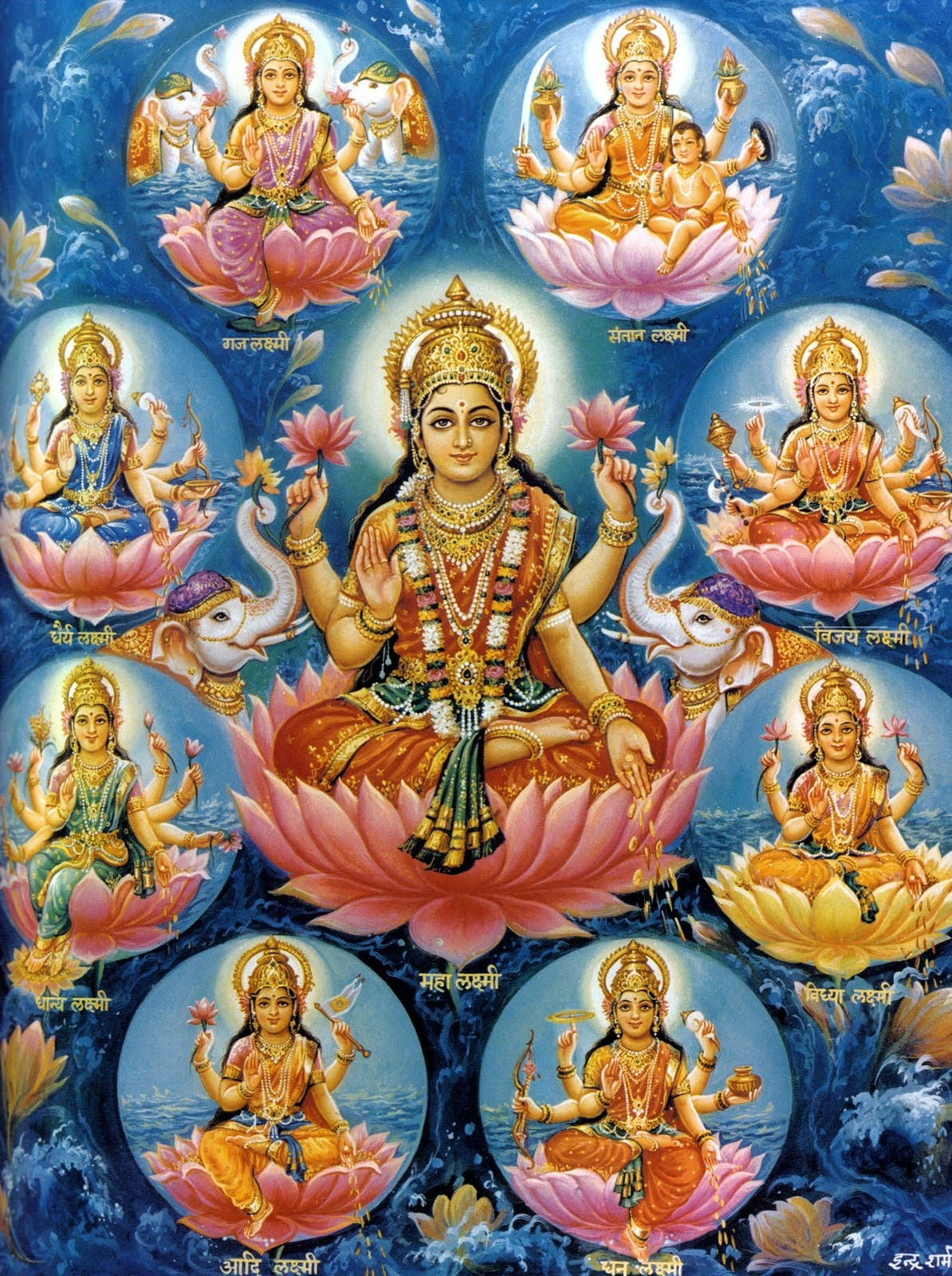 Hindu Devotional Goddess Ashta Lakshmi Background