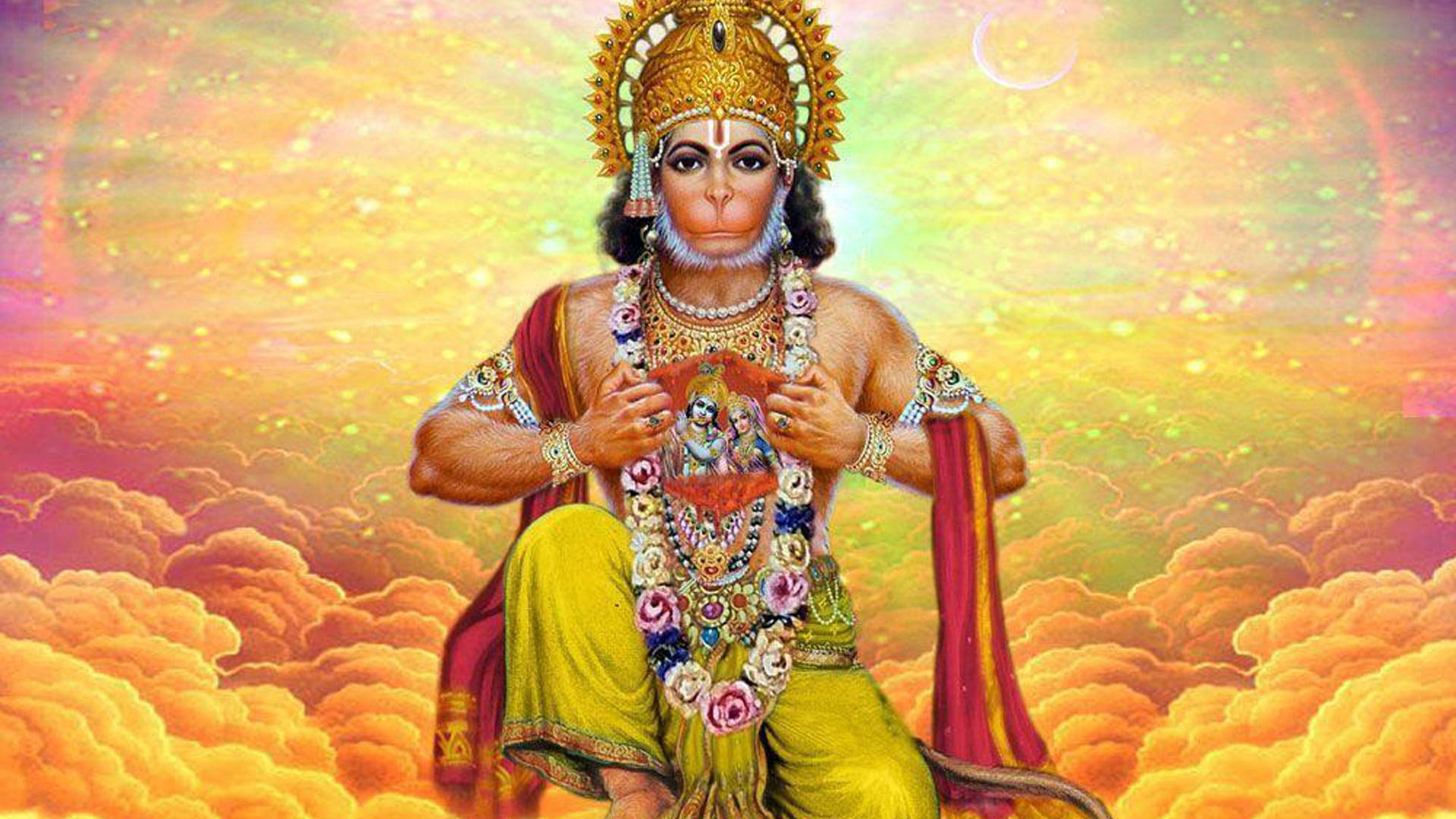 Hindu God Hanuman Bright Desktop Background