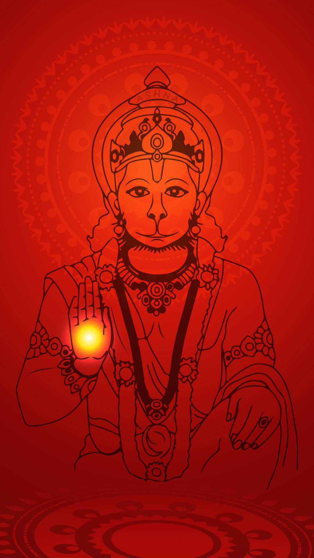 Hindu God Hanuman Red Aesthetic Background