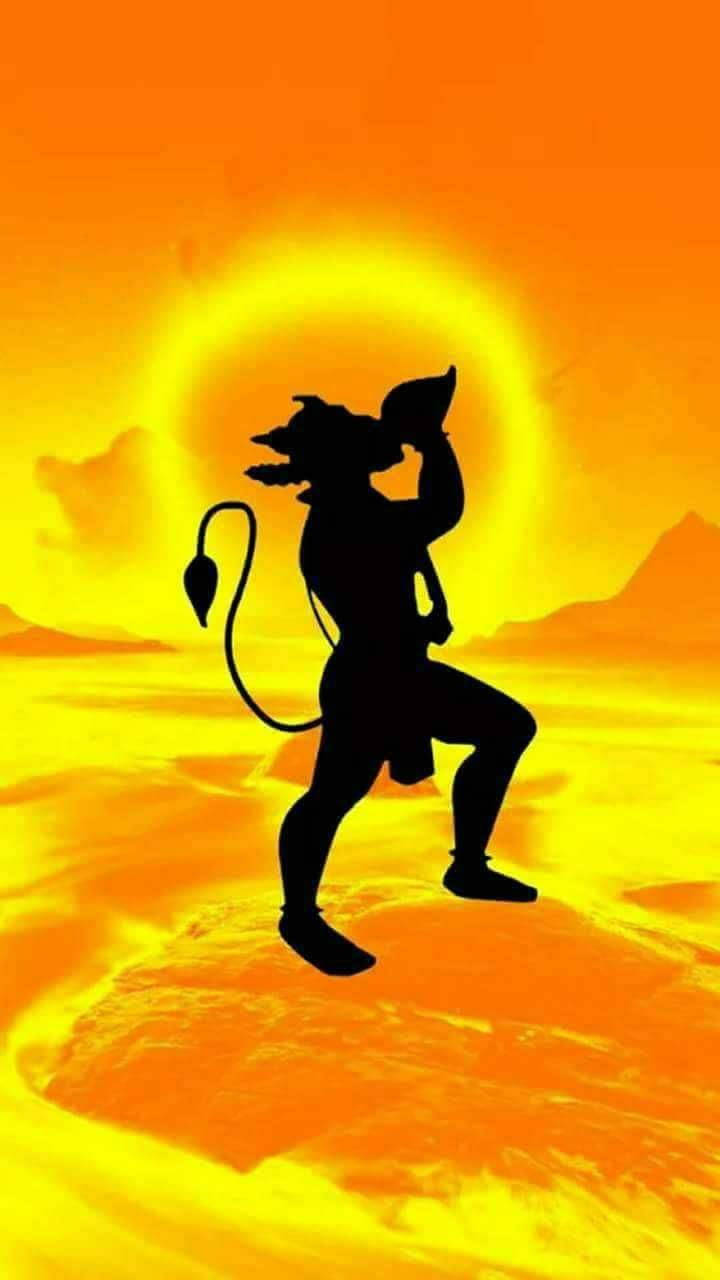 Hindu God Hanuman With A Shell Background