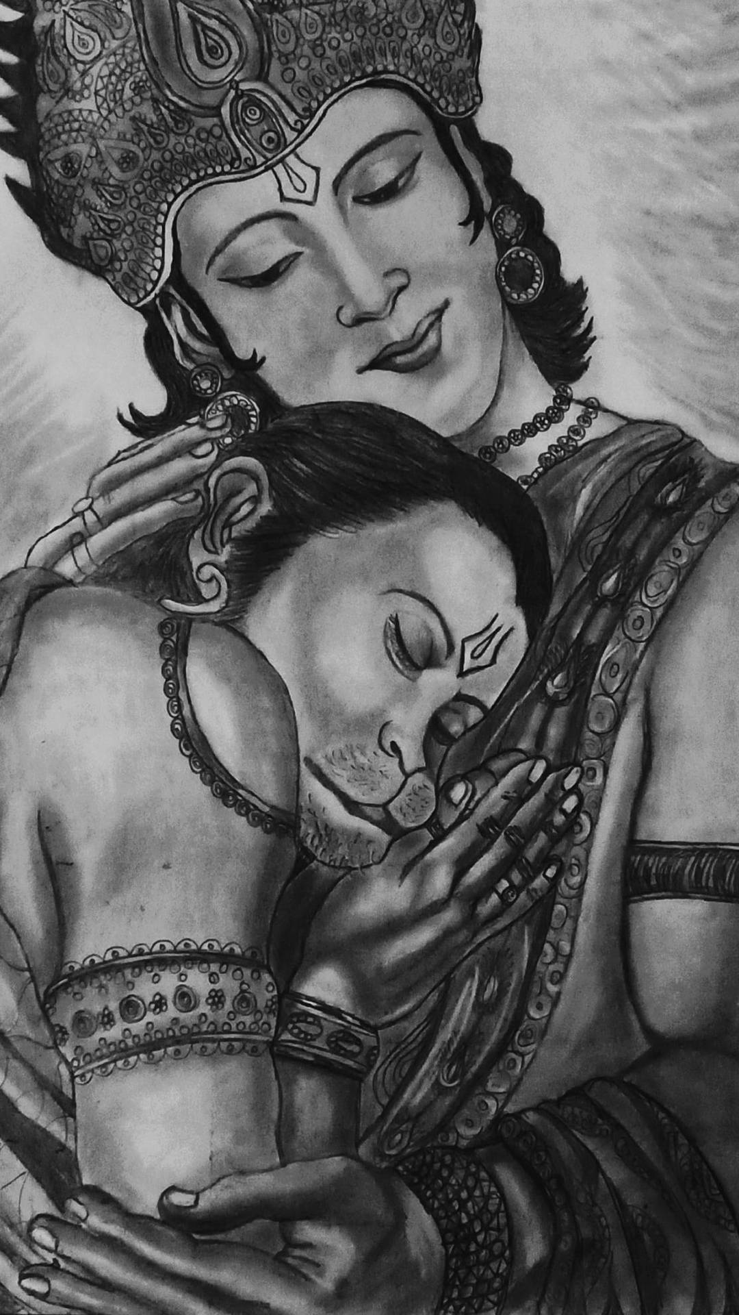 Hindu God Hanuman With Lord Rama Background