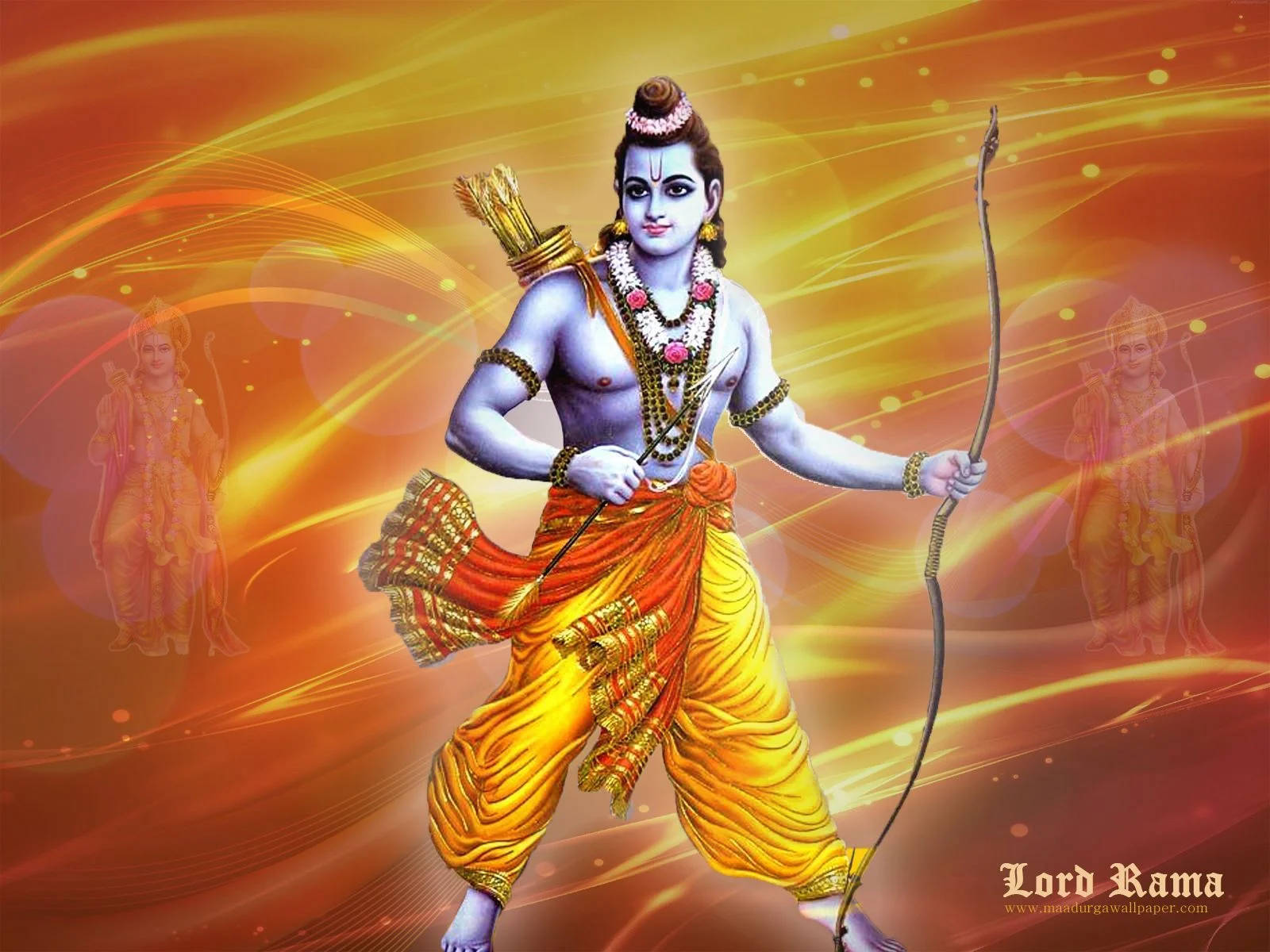 Hindu God Ram Ji In Aesthetic Orange Background