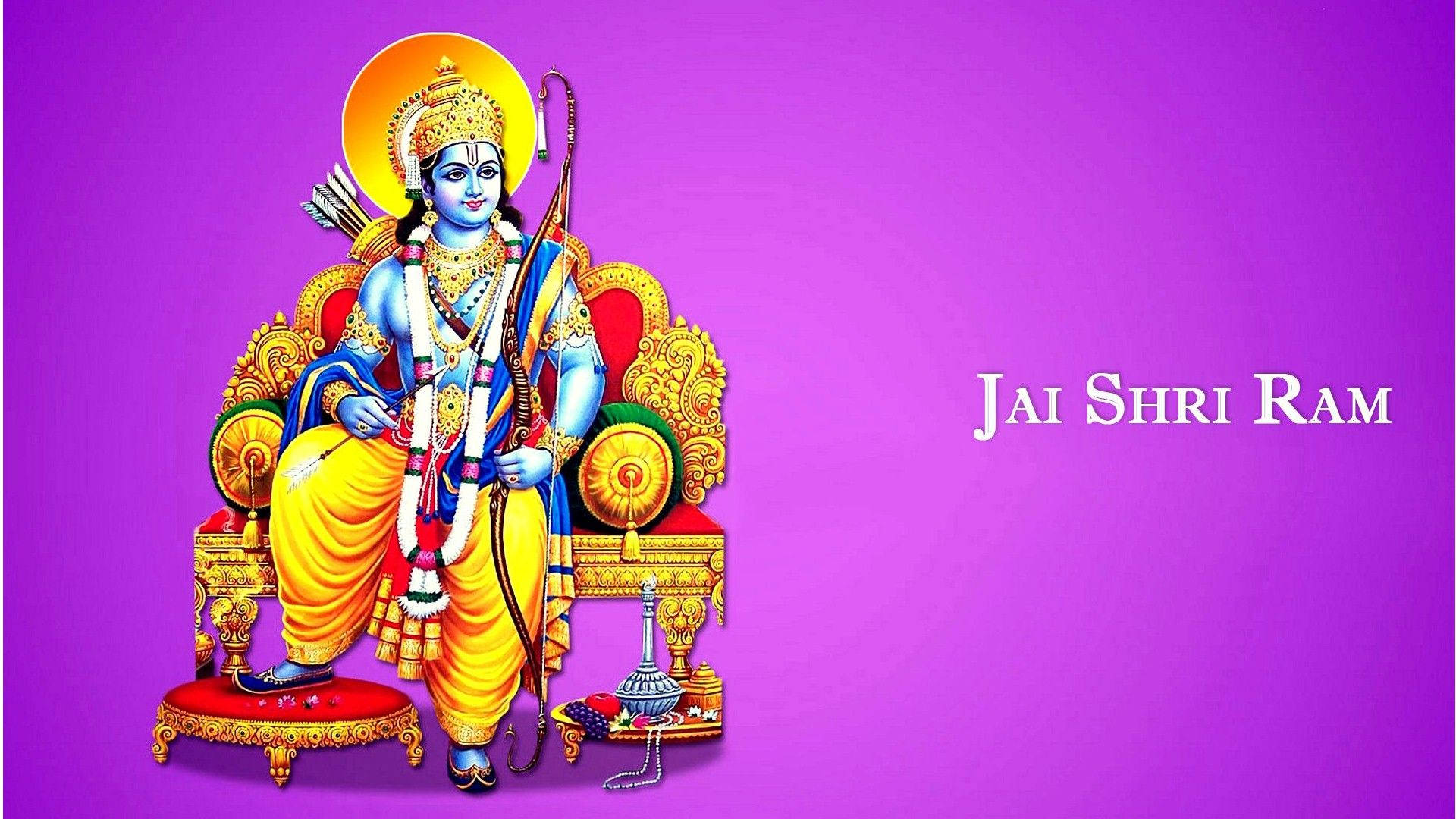 Hindu God Ram Ji In Purple Background