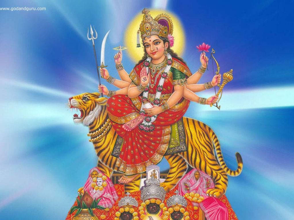 Hindu God Tiger Durga Background