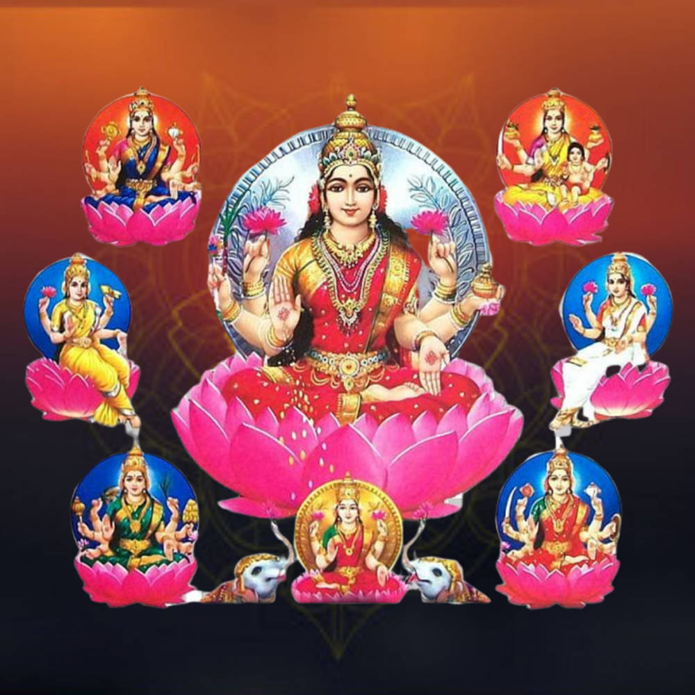 Hindu Goddess Ashta Lakshimi Gradient Design Background