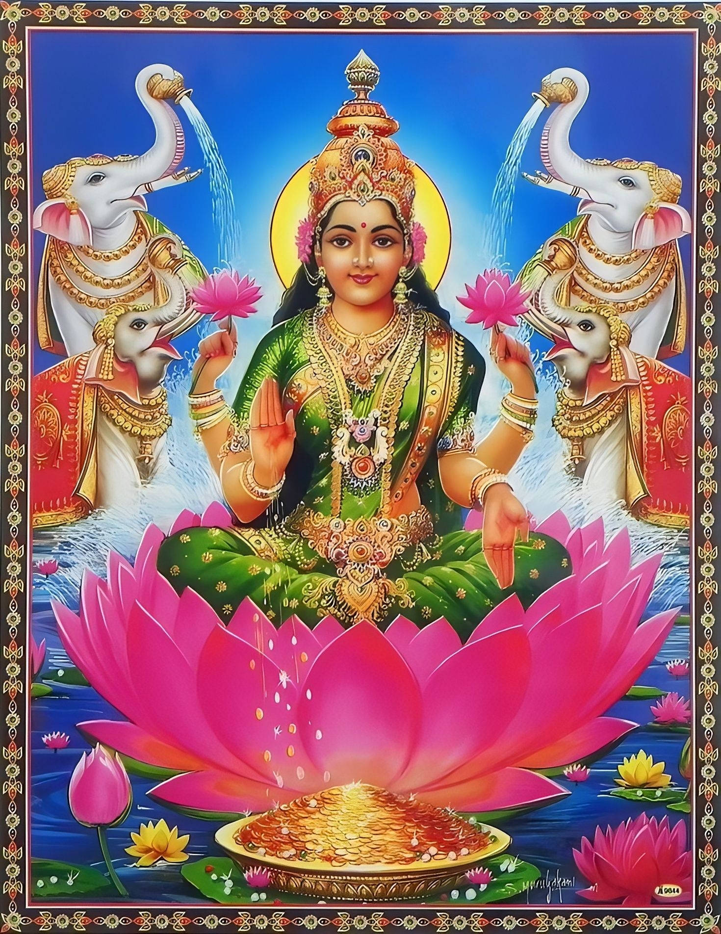 Hindu Goddess Gaja Ashta Lakshmi Background