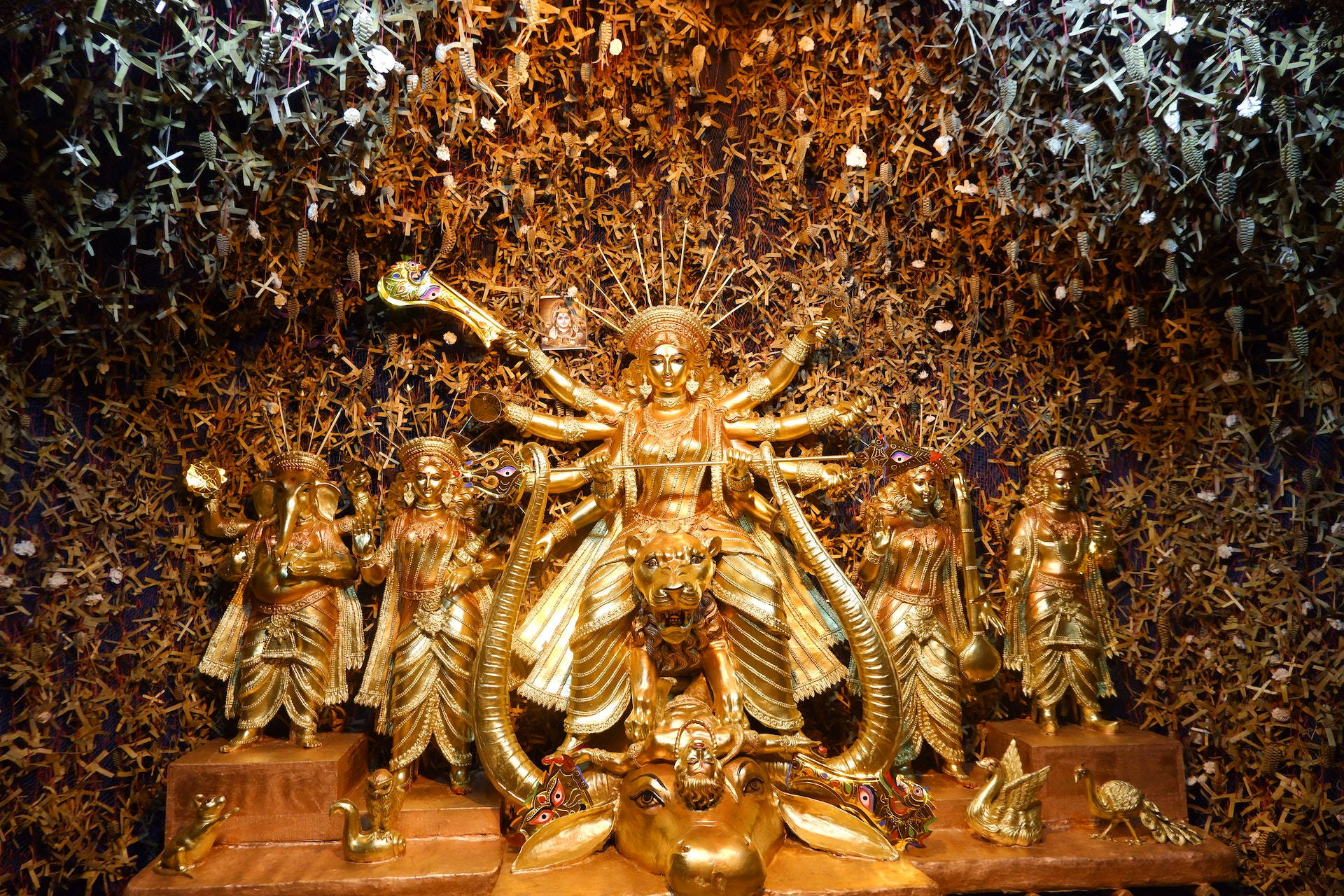 Hindu Goddess Gold Statues