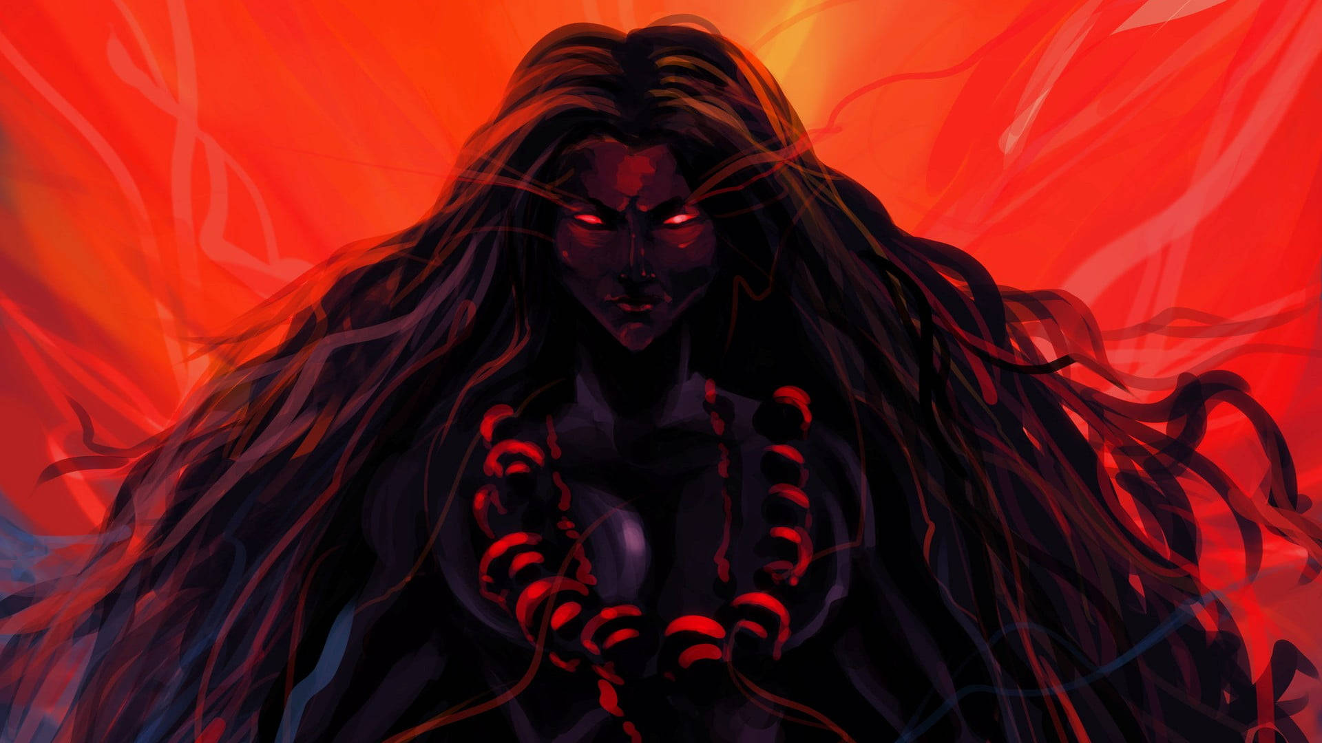 Hindu Goddess Kali Dark Illustration Background