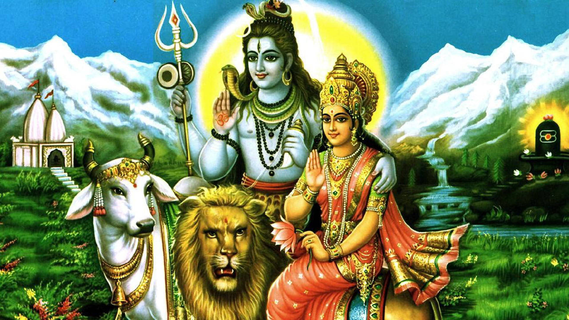 Hindu Goddess Parvati And Shiva Background