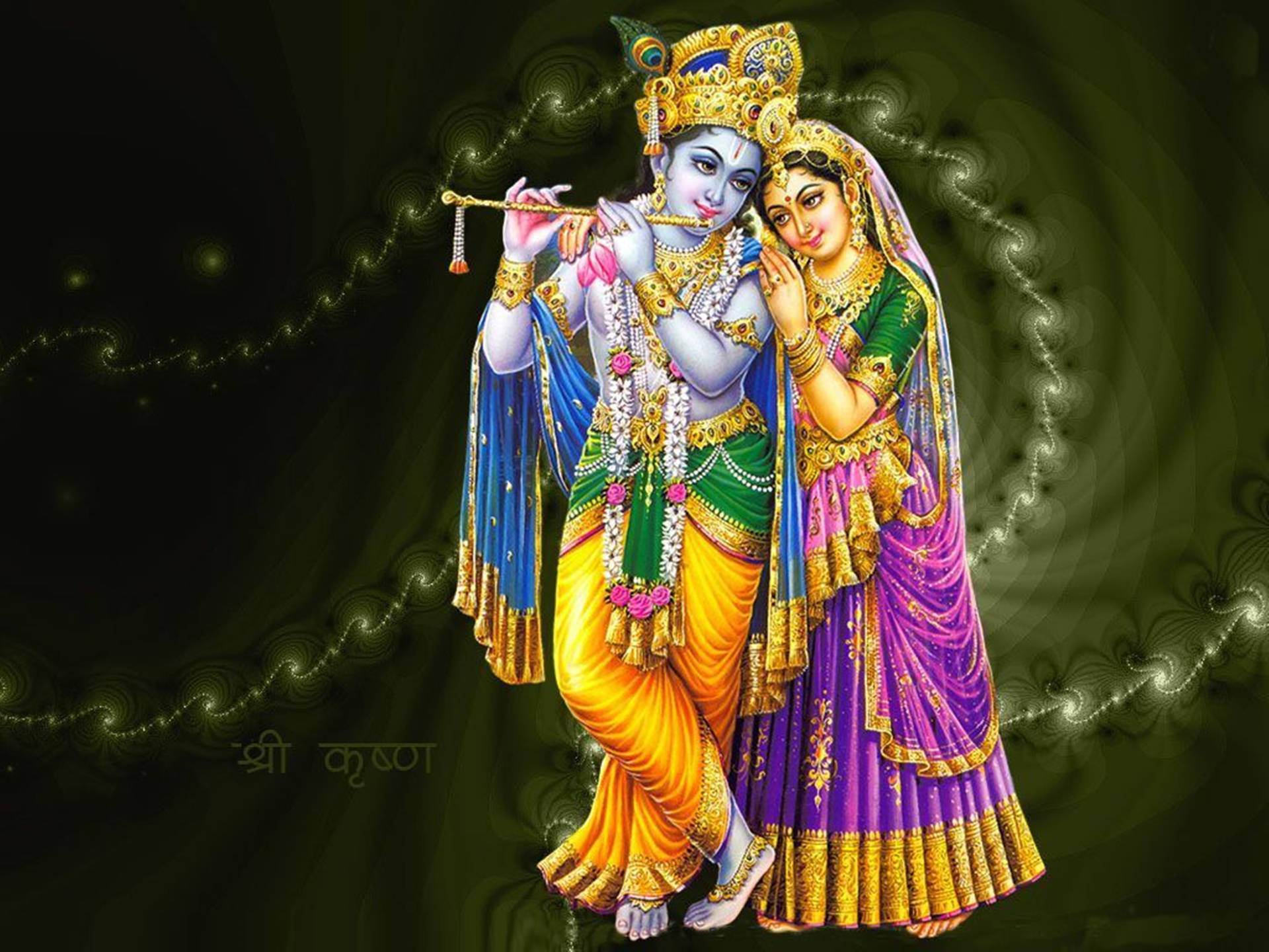 Hindu Lord Krishna 4k And Goddess Lady Radha Background