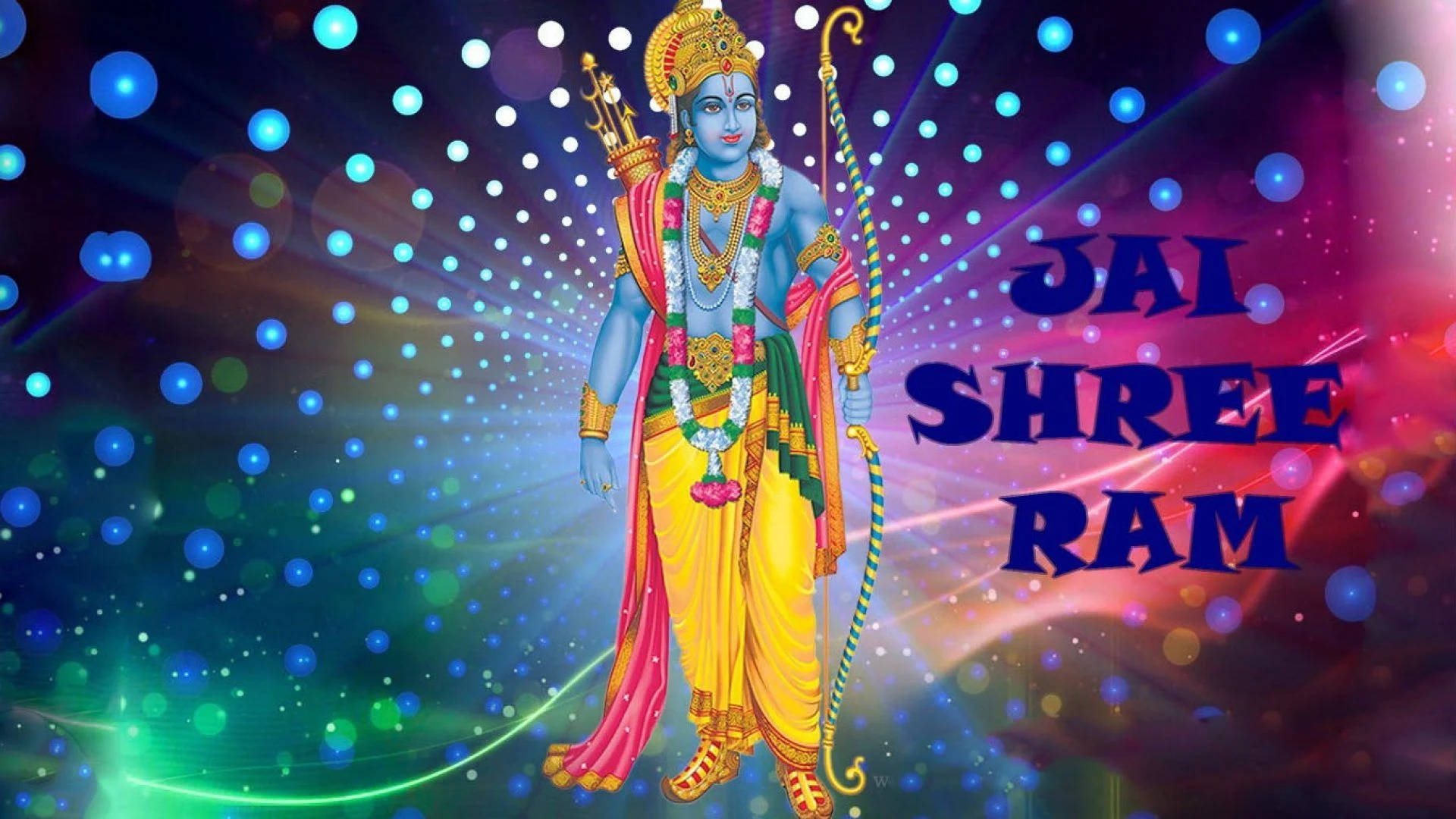 Hindu Lord Ram Ji With Blue Lights Background
